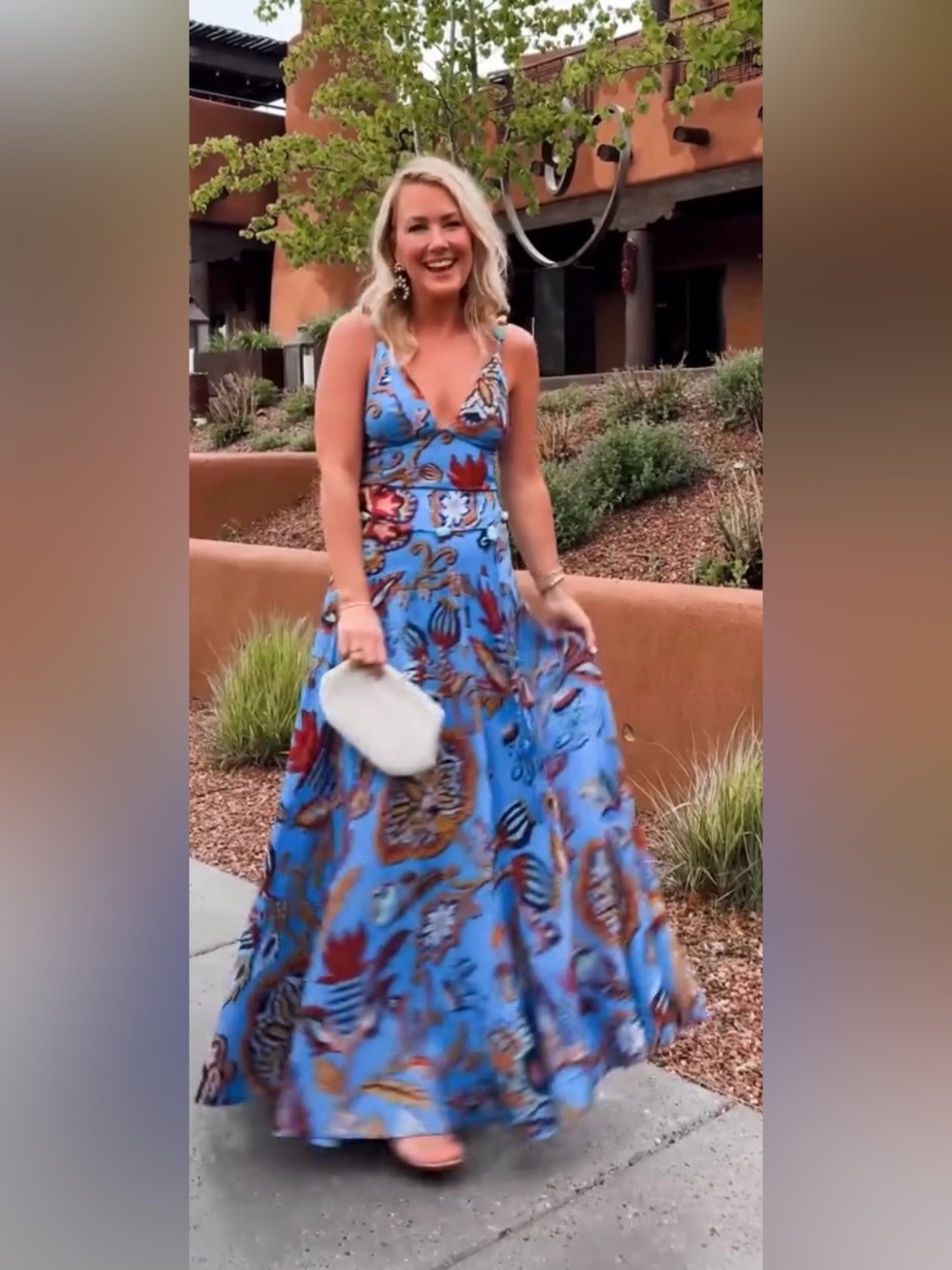 FARM Rio Blue Floral Print Maxi Dress